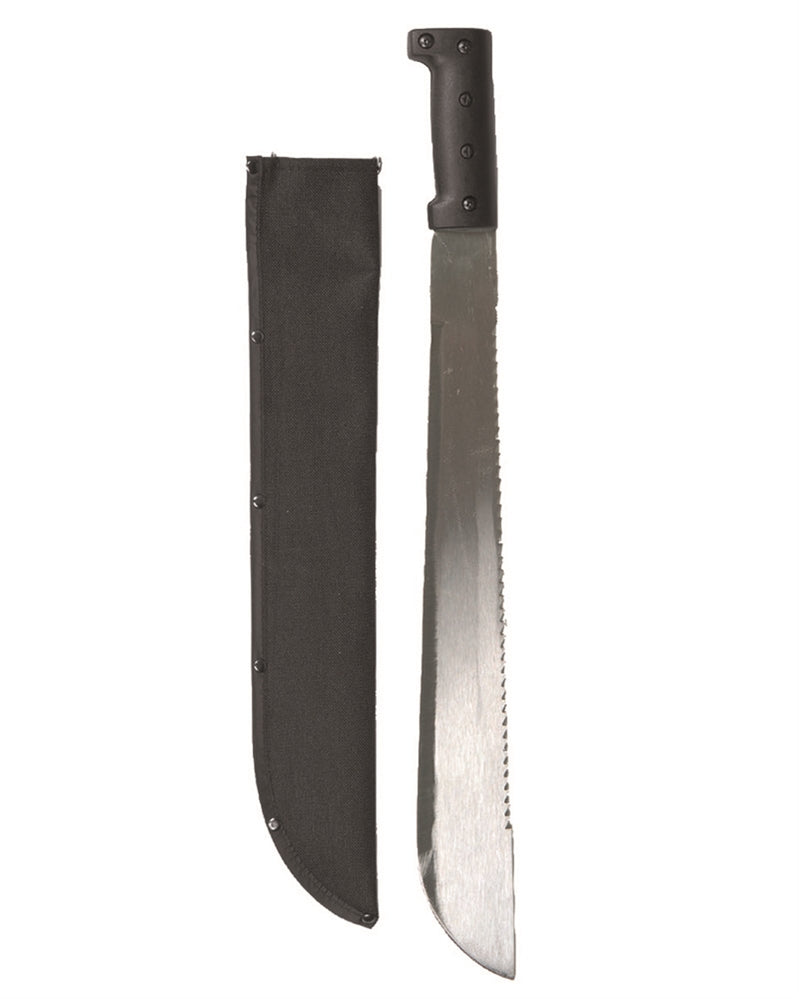 Machette à dos scie Mil-Tec en acier au carbone lame 46 cm 460 g avec fourreau