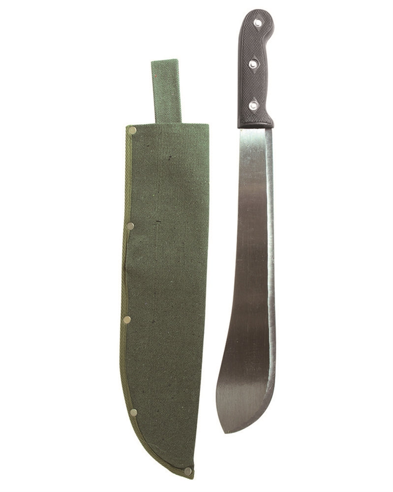 Machette bolo 15 pouces Mil-Tec en acier lame 36,5 cm 380 g avec fourreau en coton