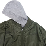 Blouson aviateur en nylon twill doublure matelassée capuche amovible