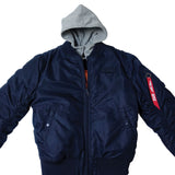 Blouson aviateur en nylon twill doublure matelassée capuche amovible