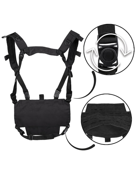 Gilet chest rig Mil-Tec allégé en polyester à platine auto-agrippante découpée au laser