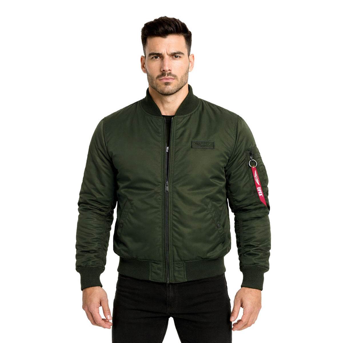 Blouson aviateur en nylon twill doublure matelassée capuche amovible