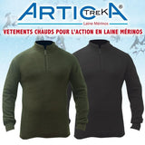 Pull Artica Trek en laine mérinos 200 g/m² col montant à glissière et dos allongé