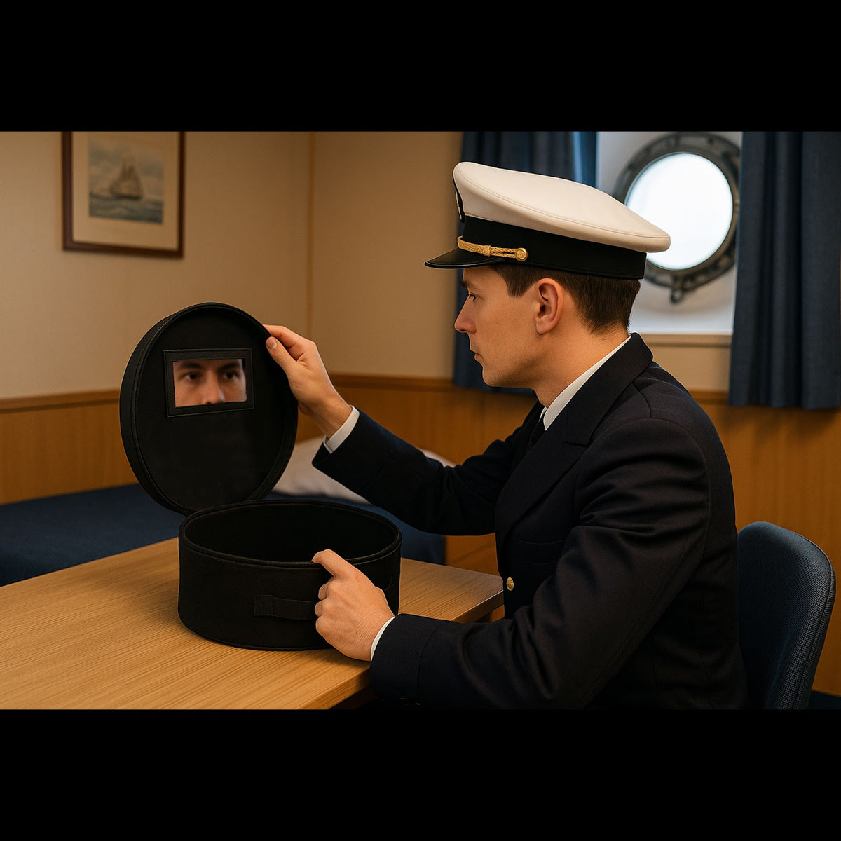 Porte-casquette OPEX Marine Nationale en polyester 600D enduit PVC diamètre 30 cm