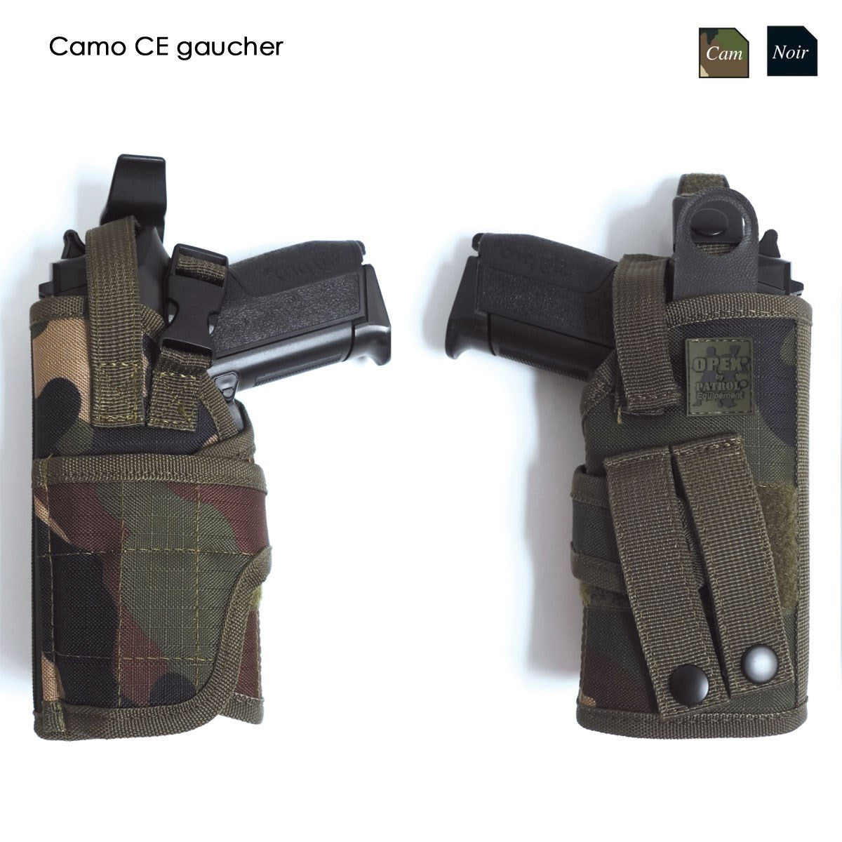 Holster MOLLE Patrol Equipement polyester déperlant réglable droitier ou gaucher