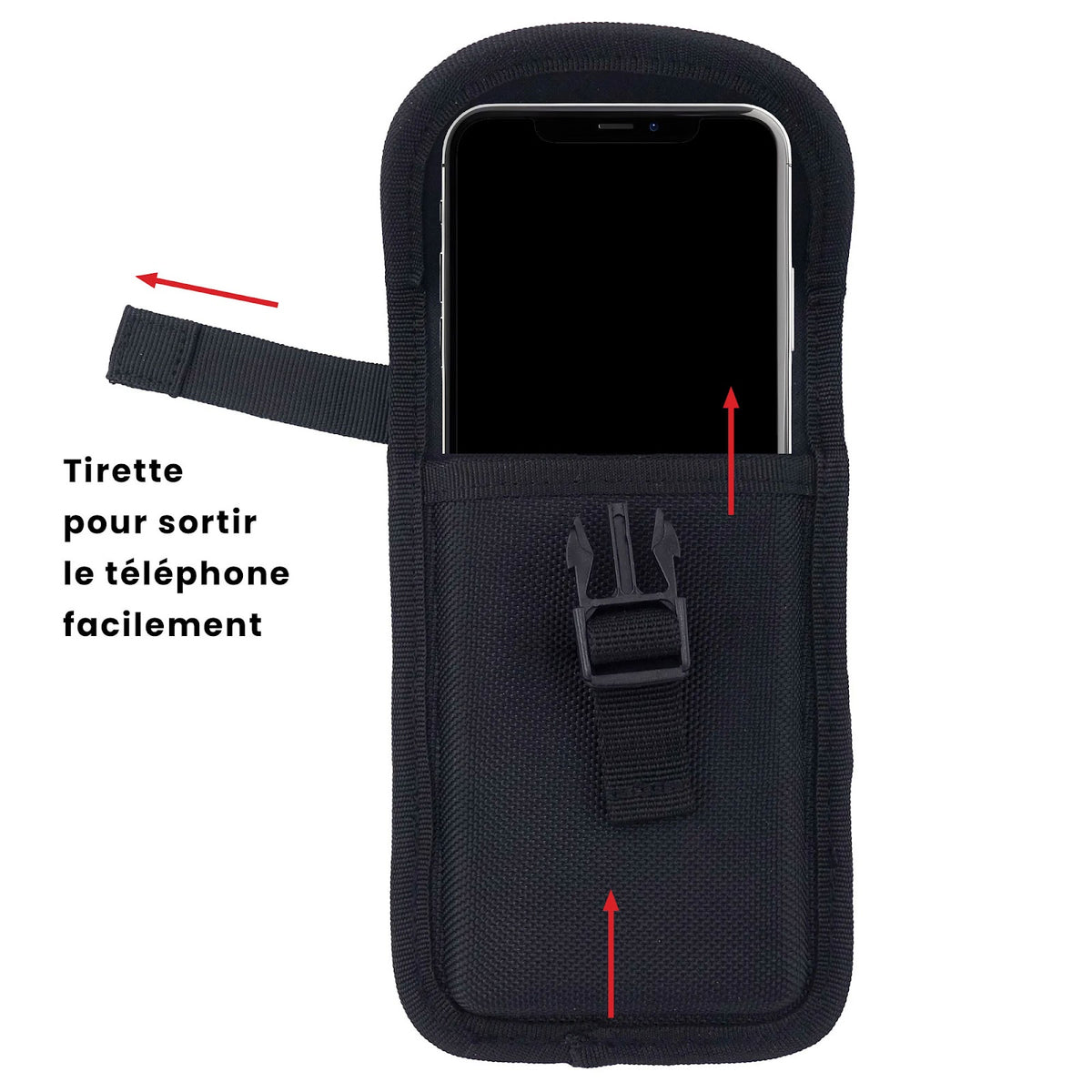 Pochette téléphone polyester 1680D fixation MOLLE ou ceinture 8,5 x 17,5 cm