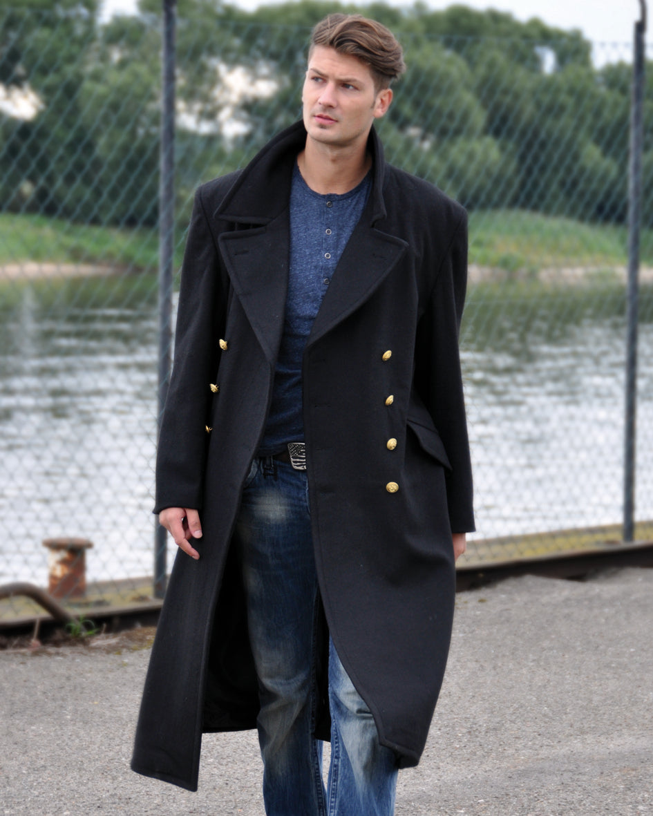 Manteau de marine Bundeswehr Mil-Tec en drap laine-viscose croise entierement double