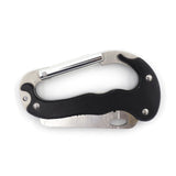 Mousqueton couteau OPEX deux lames acier inoxydable manche aluminium 8,5 cm