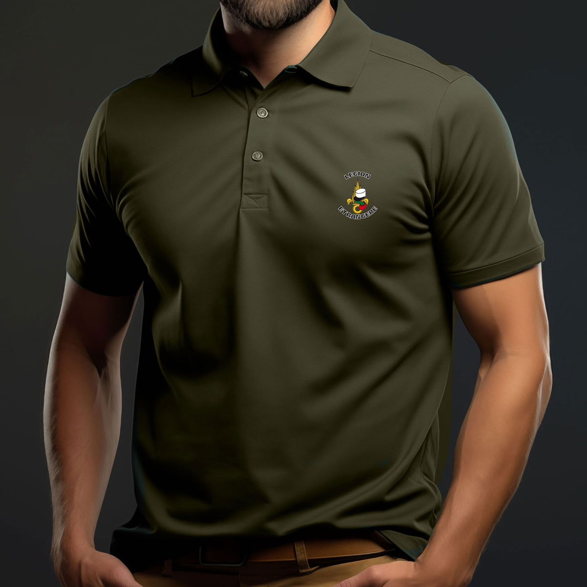 Polo OPEX imprimé Légion étrangère maille piqué 210 g/m² et bouton de rechange fourni