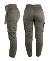 Pantalon cargo femme Mil-Tec en polyester-coton à taille haute et ceinture amovible