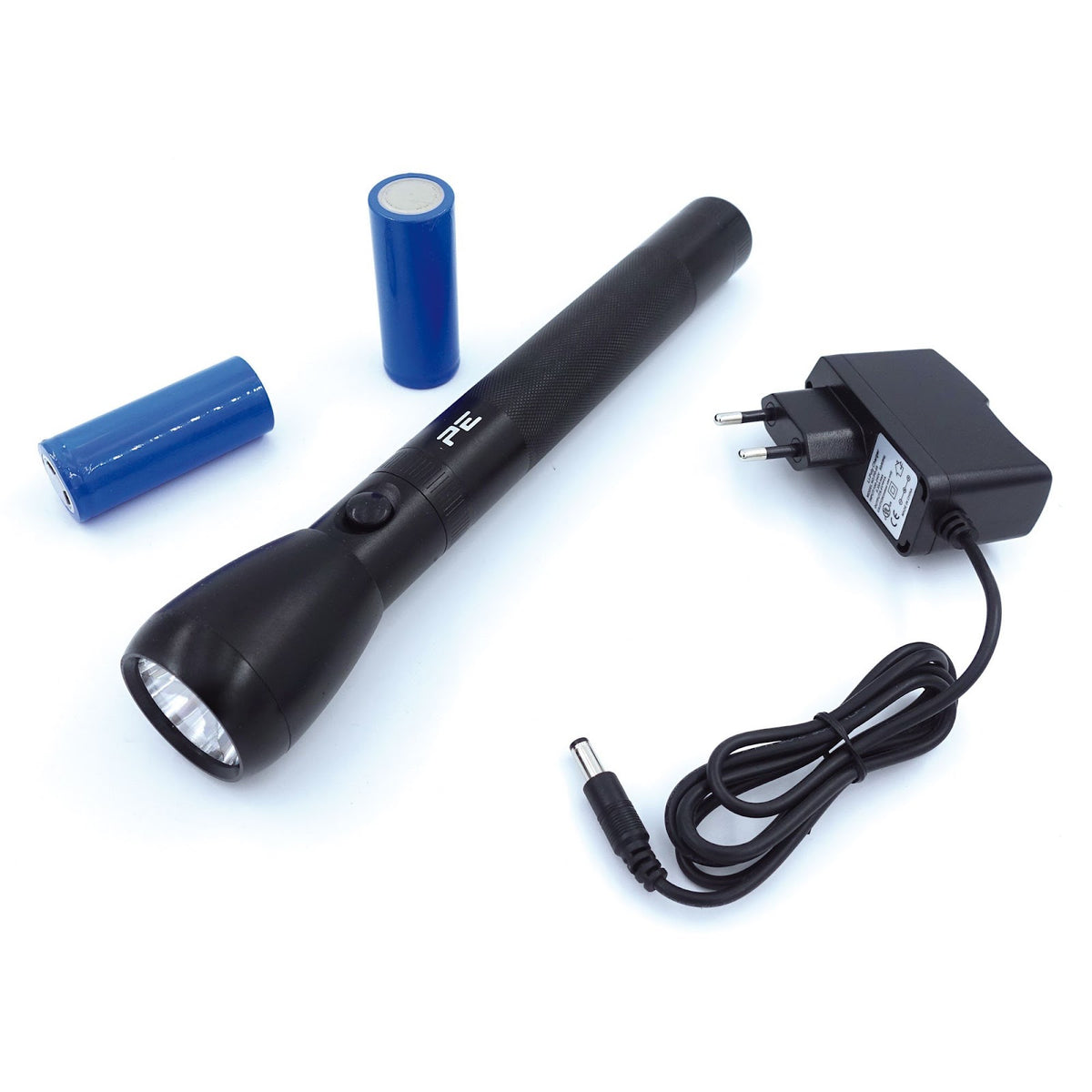 Lampe torche rechargeable corps aluminium gainé caoutchouc en deux formats