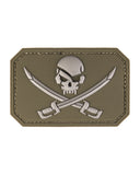 Morale patch tête de mort et épées Mil-Tec 3D en PVC 5,5 x 7,5 cm 12 g dos auto-agrippant