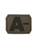 Patch groupe sanguin A négatif Mil-Tec en PVC 3,8 x 2,8 cm à dos auto-agrippant