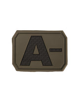 Patch groupe sanguin A négatif Mil-Tec en PVC 3,8 x 2,8 cm à dos auto-agrippant