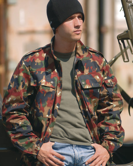 Veste de combat suisse M83 en coton-polyester, surplus militaire d'occasion