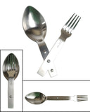 Couvert pliant Mil-Tec en acier inoxydable fourchette et cuillère 23 cm déplié 80 g