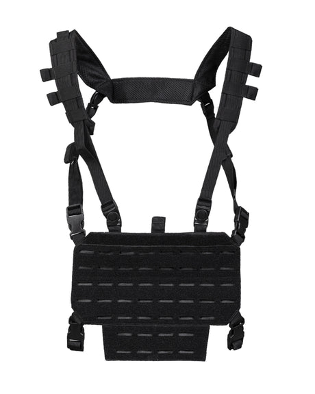 Gilet chest rig Mil-Tec allégé en polyester à platine auto-agrippante découpée au laser