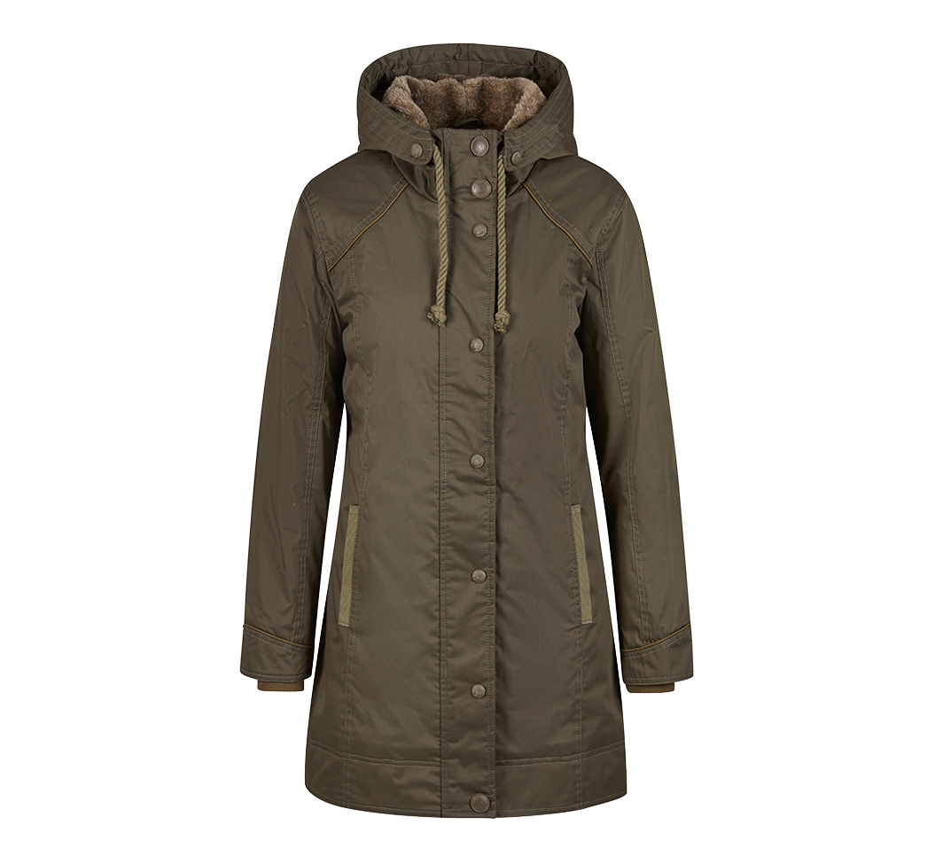 Parka Brandit Savannah coupe femme longue doublée capuche et fente de marche
