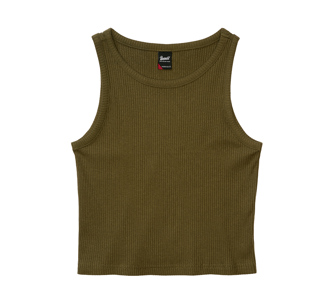 Débardeur Brandit Ela coupe femme en maille côtelée coupe courte encolure montante