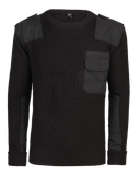 Pull Brandit BW en maille polyacrylique renforts coton épaules et coudes poche poitrine