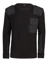 Pull Brandit BW en maille polyacrylique renforts coton épaules et coudes poche poitrine