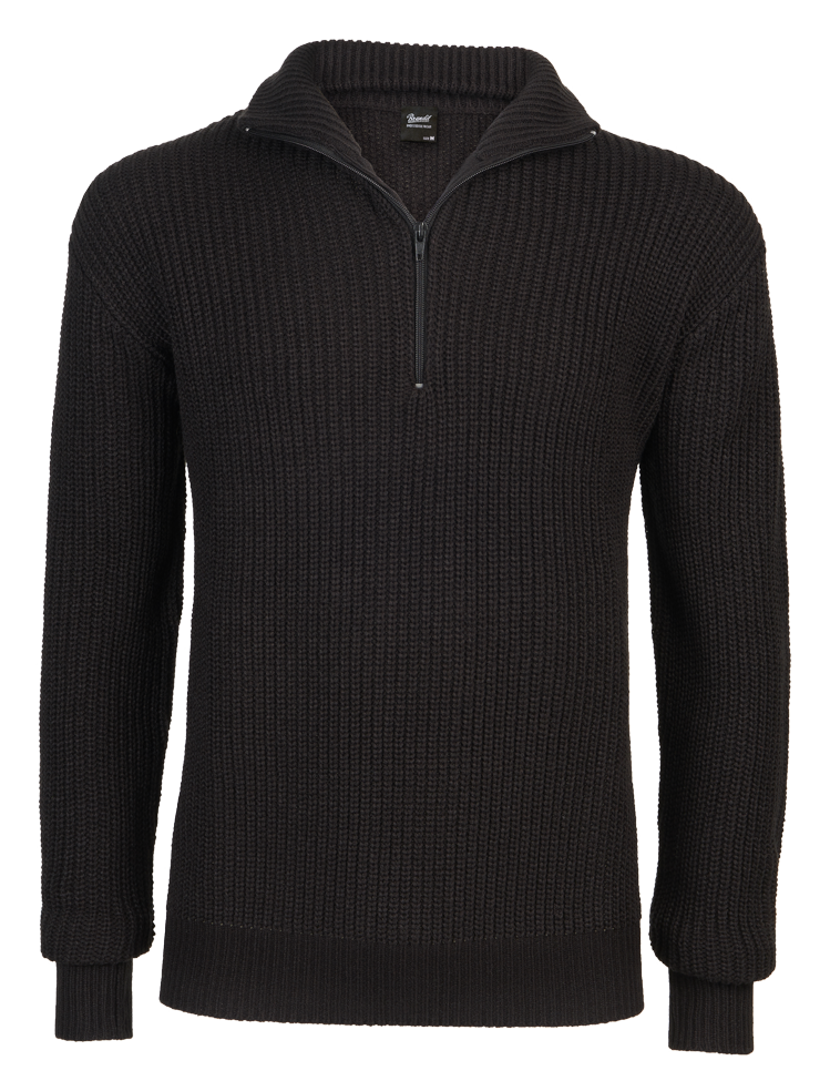Pull Brandit Marine Troyer en maille polyacrylique col épais à fermeture éclair