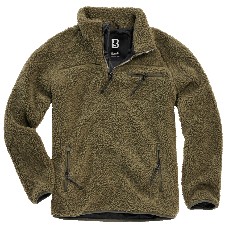 Polaire Brandit Teddyfleece Troyer doublée col montant quatre poches et bas élastiqué