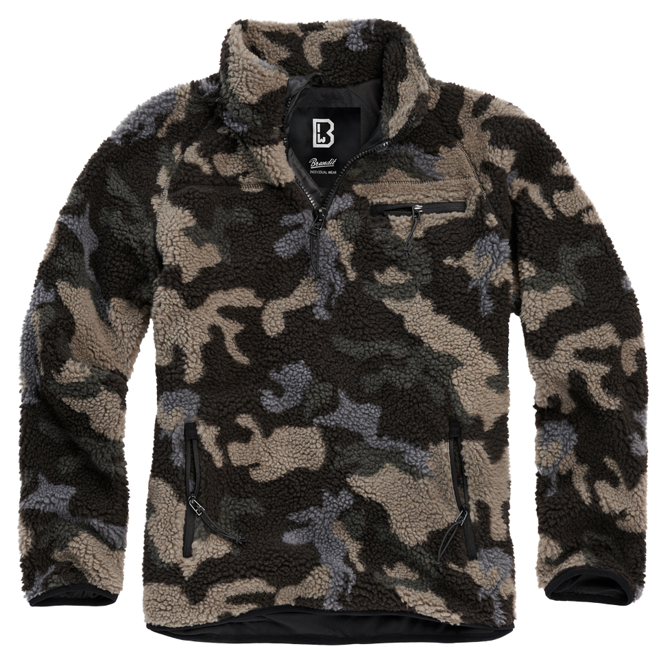 Polaire Brandit Teddyfleece Troyer doublée col montant quatre poches et bas élastiqué