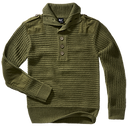 Pull Brandit Alpine grosse maille polyacrylique col boutonné renforts coudes et épaules