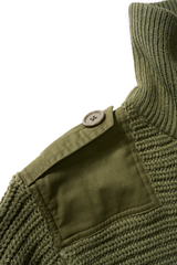 Pull Brandit Alpine grosse maille polyacrylique col boutonné renforts coudes et épaules