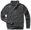 Pull Brandit Alpine grosse maille polyacrylique col boutonné renforts coudes et épaules