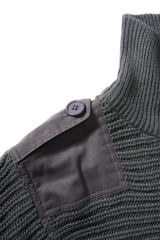 Pull Brandit Alpine grosse maille polyacrylique col boutonné renforts coudes et épaules
