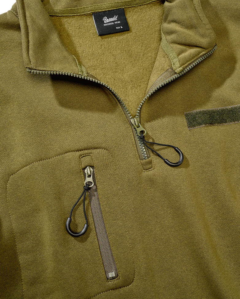 Sweat Brandit Tactical Troyer molleton gratté capuche et surfaces auto-agrippantes