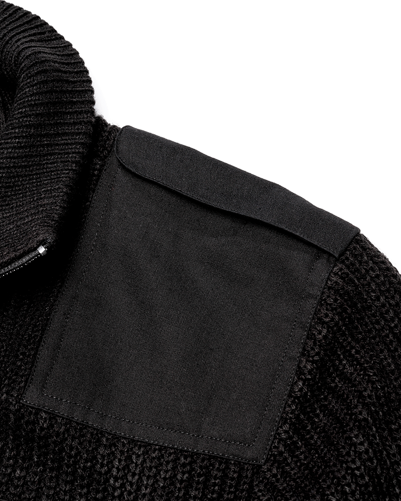 Gilet Brandit BW Cardigan maille polyacrylique col épais épaulettes et poche poitrine
