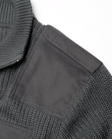 Gilet Brandit BW Cardigan maille polyacrylique col épais épaulettes et poche poitrine