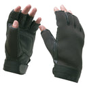 Gants tactiques néoprène demi-doigts paume doublée cuir poignets réglables