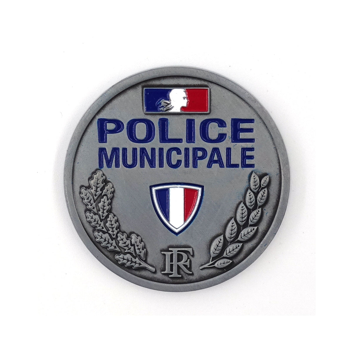 Insigne Police Municipale Patrol Equipement en métal relief diamètre 45 mm