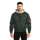 Blouson aviateur en nylon twill doublure matelassée capuche amovible