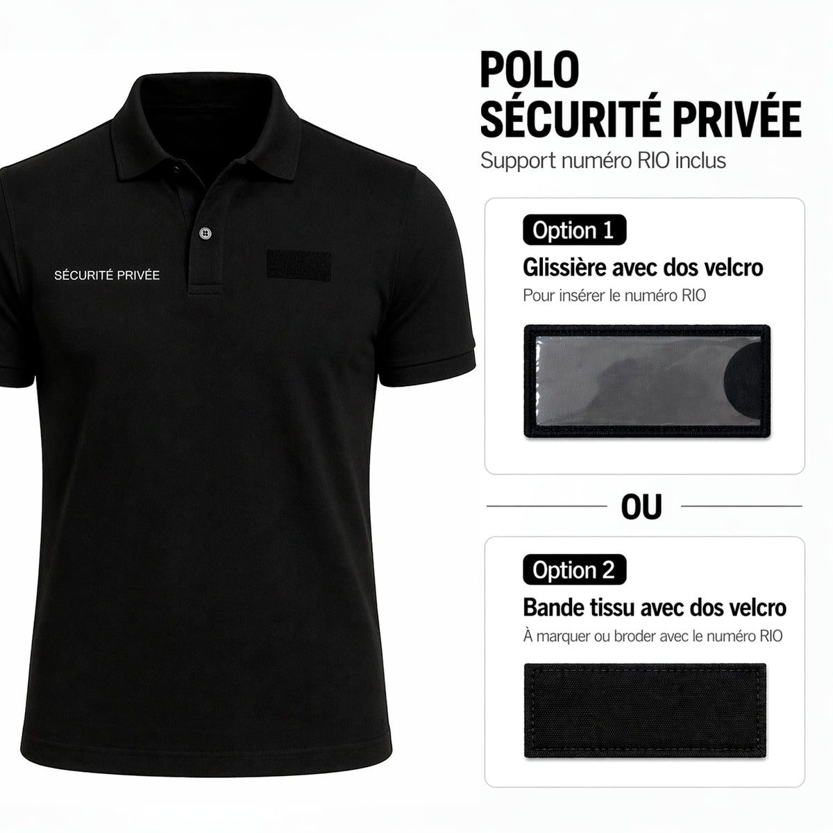Polo Sécurité privée Patrol Equipement en coton marquage rétroréfléchissant deux faces