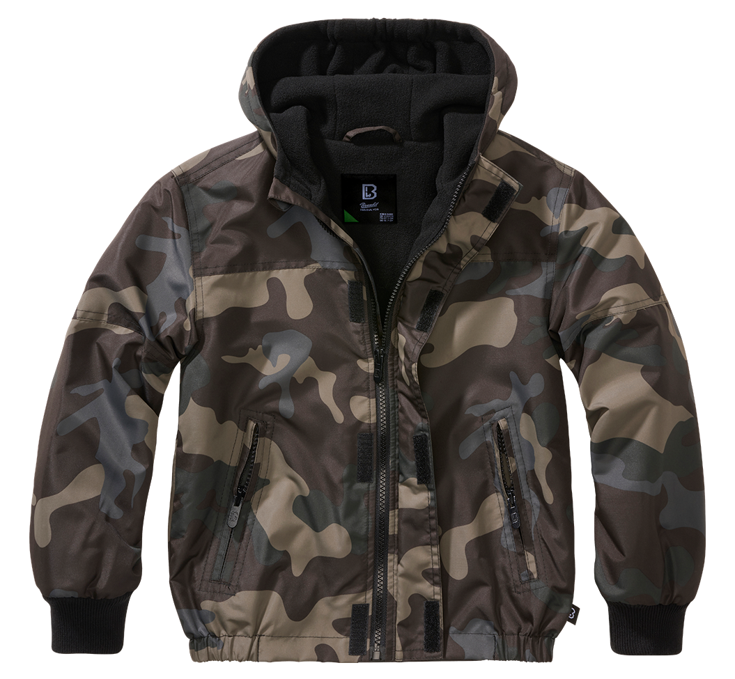 Coupe-vent enfant Brandit Frontzip doublure polaire capuche et trois poches fermées