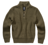 Pull enfant Brandit Marine Troyer maille acrylique col montant à glissière bords côtes