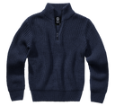 Pull enfant Brandit Marine Troyer maille acrylique col montant à glissière bords côtes
