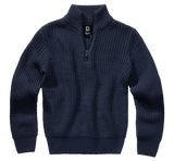 Pull enfant Brandit Marine Troyer maille acrylique col montant à glissière bords côtes