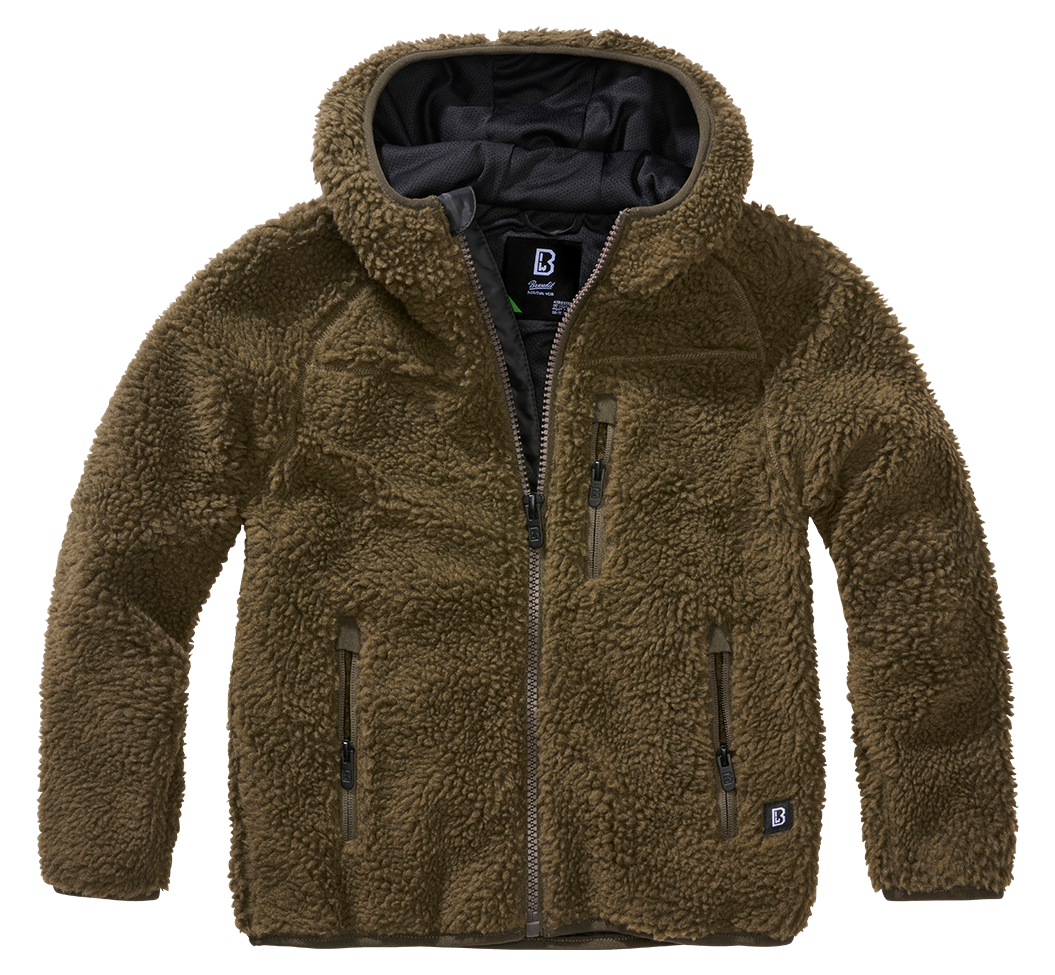 Veste polaire enfant Brandit Teddyfleece à capuche maille peluche et quatre poches