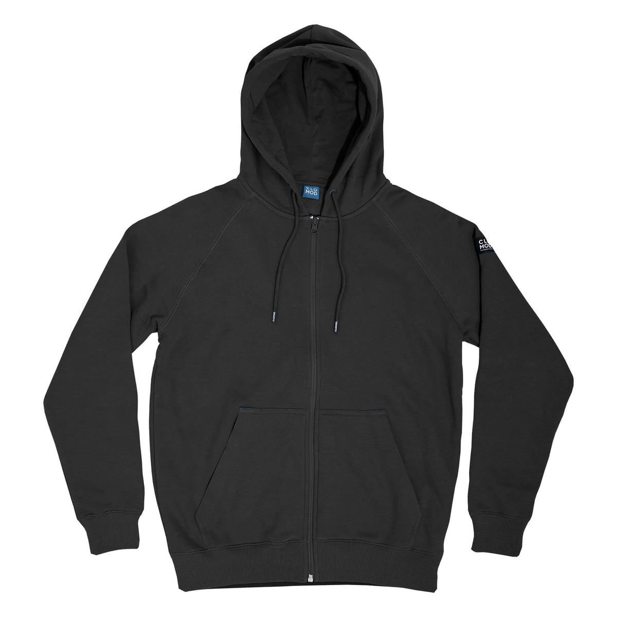 Sweat à capuche CloMod Blank à glissière intégrale en coton polyester intérieur gratté