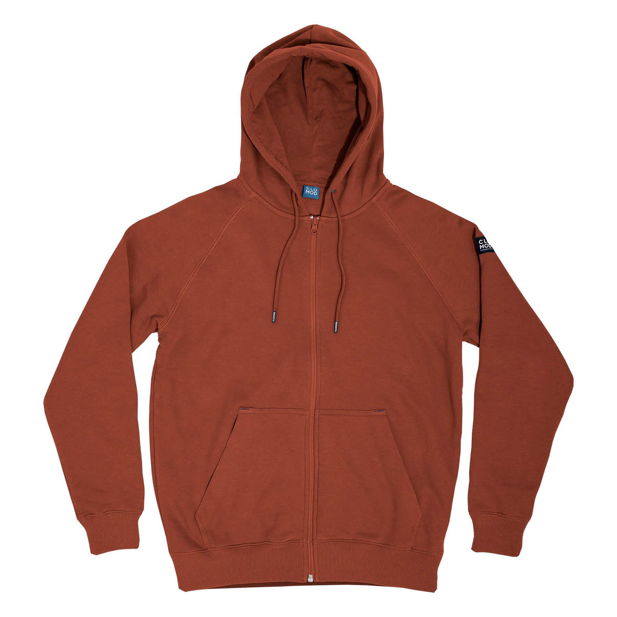 Sweat à capuche CloMod Blank à glissière intégrale en coton polyester intérieur gratté