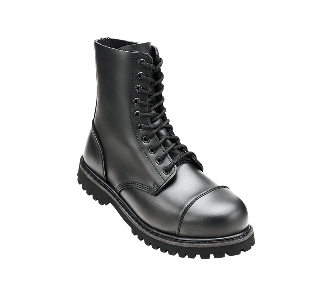 Bottes Brandit Phantom 10 œillets cuir tige mi-haute coque d'acier semelle vissée