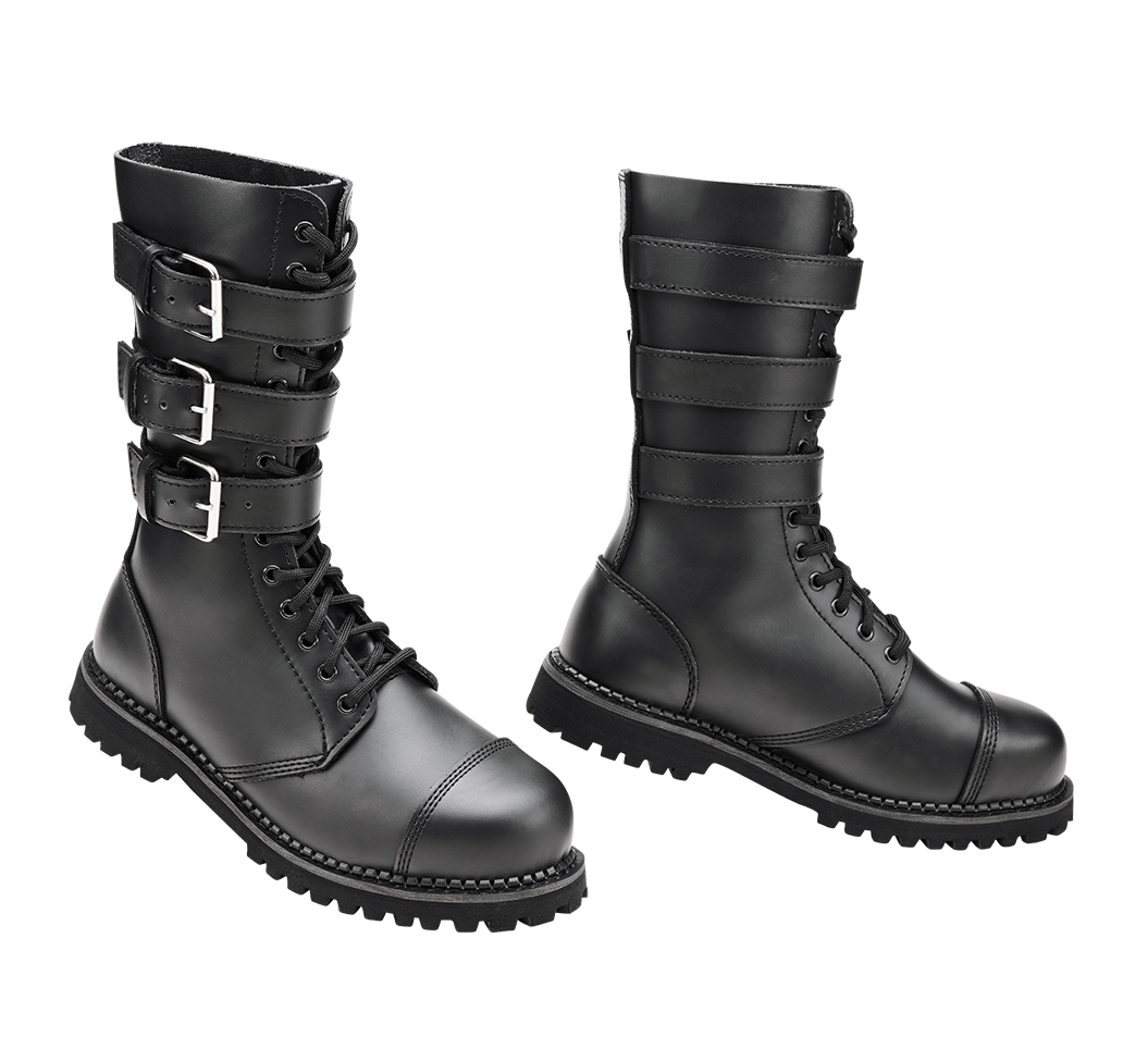 Bottes Brandit Phantom Buckle cuir trois boucles tige montante coque d'acier