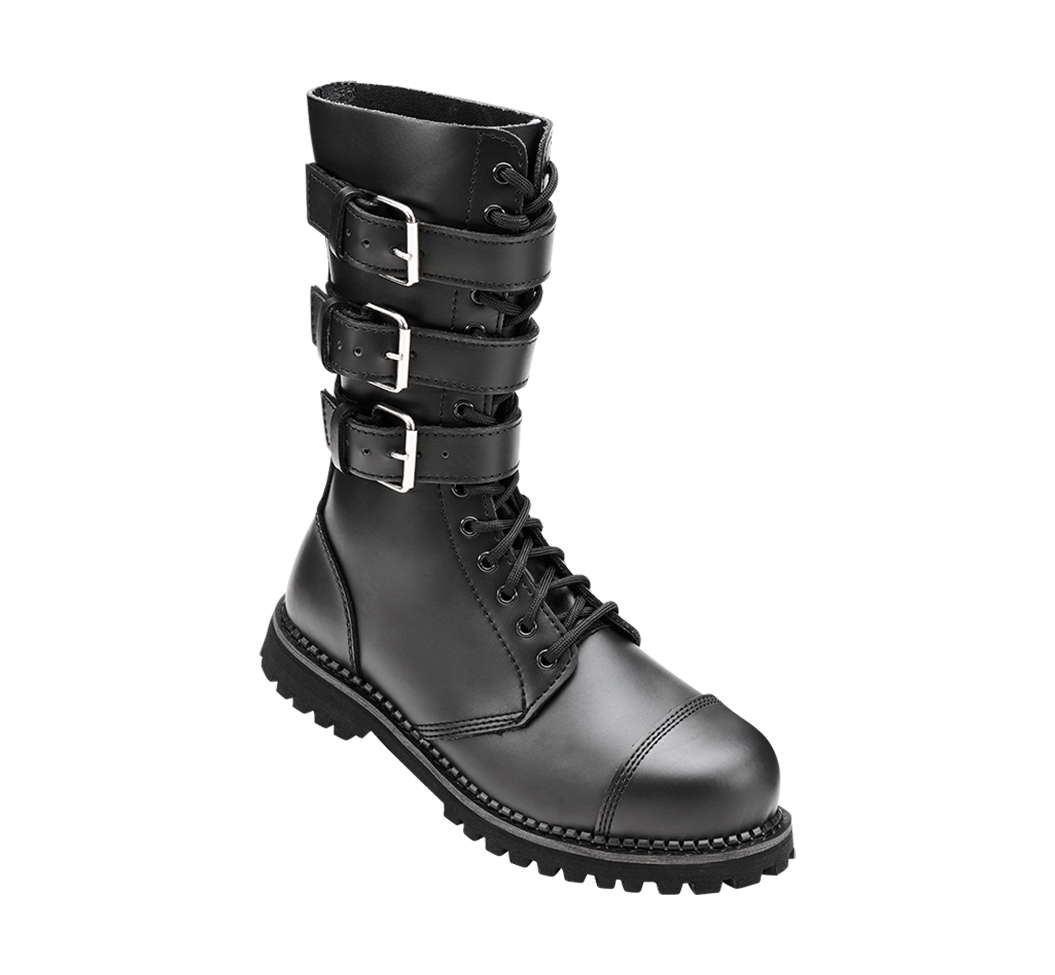 Bottes Brandit Phantom Buckle cuir trois boucles tige montante coque d'acier