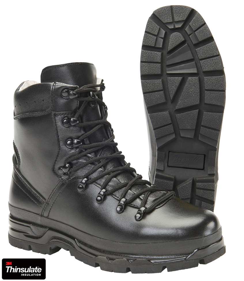 Chaussures de montagne Brandit BW cuir 8 œillets pare-pierres semelle à forte accroche
